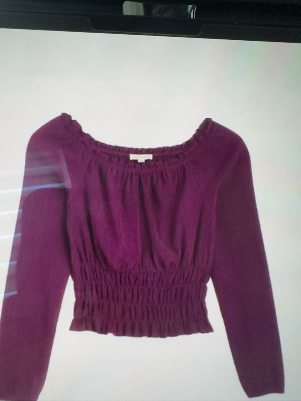 The General Good Women's Purple Long-Sleeve Smocked Waist Top